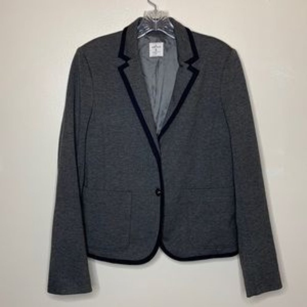 GAP “The Academy Blazer” Gray Blue Trim Dark Academia Parochial Single Breasted
